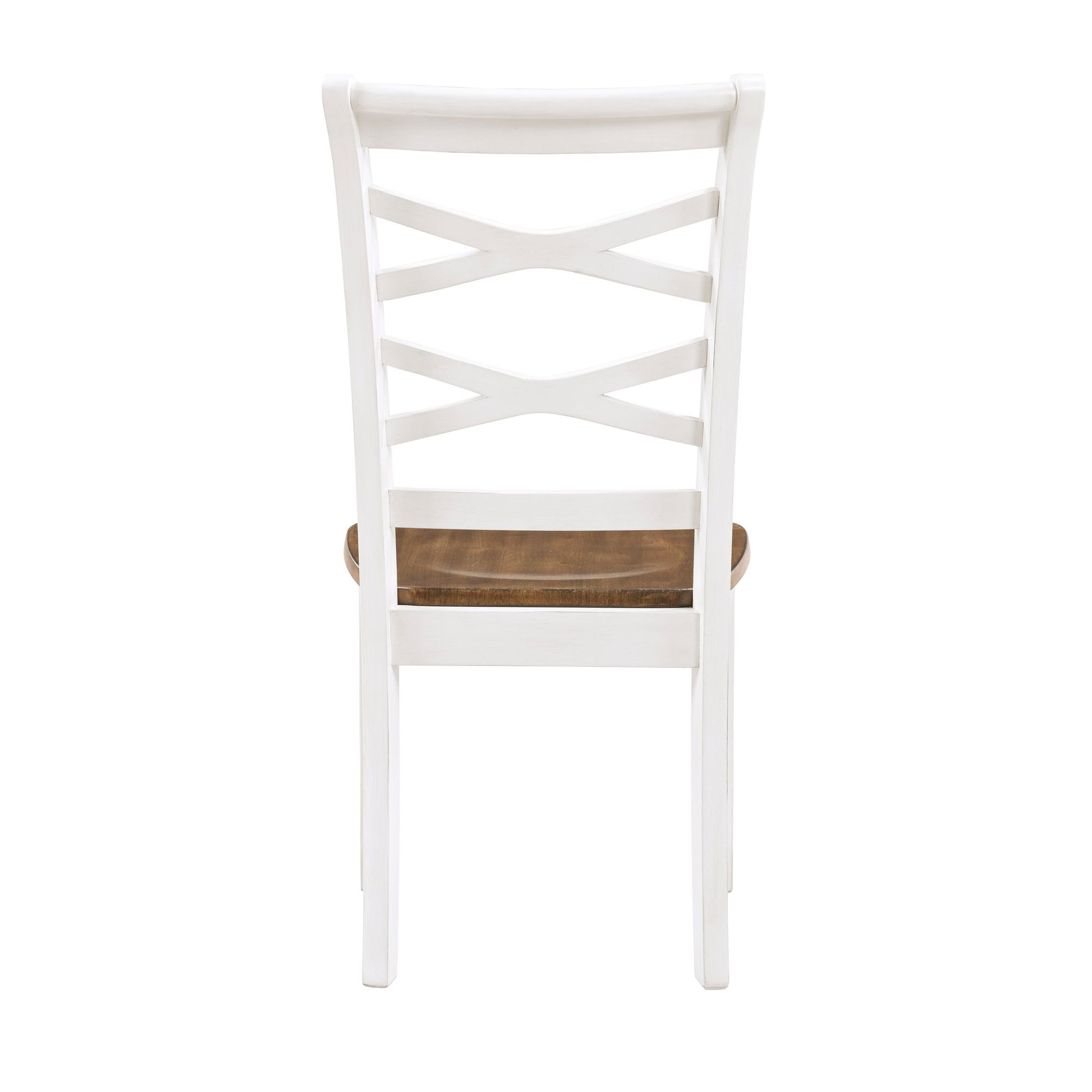 Cherry and White Finish 7pc Dining Set Table and 6 Side Chairs Set Double X-Back Design Wooden Casual Country Style Dini image 8