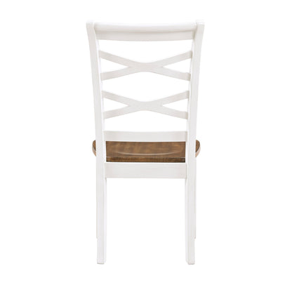 Cherry and White Finish 7pc Dining Set Table and 6 Side Chairs Set Double X-Back Design Wooden Casual Country Style Dini image 8