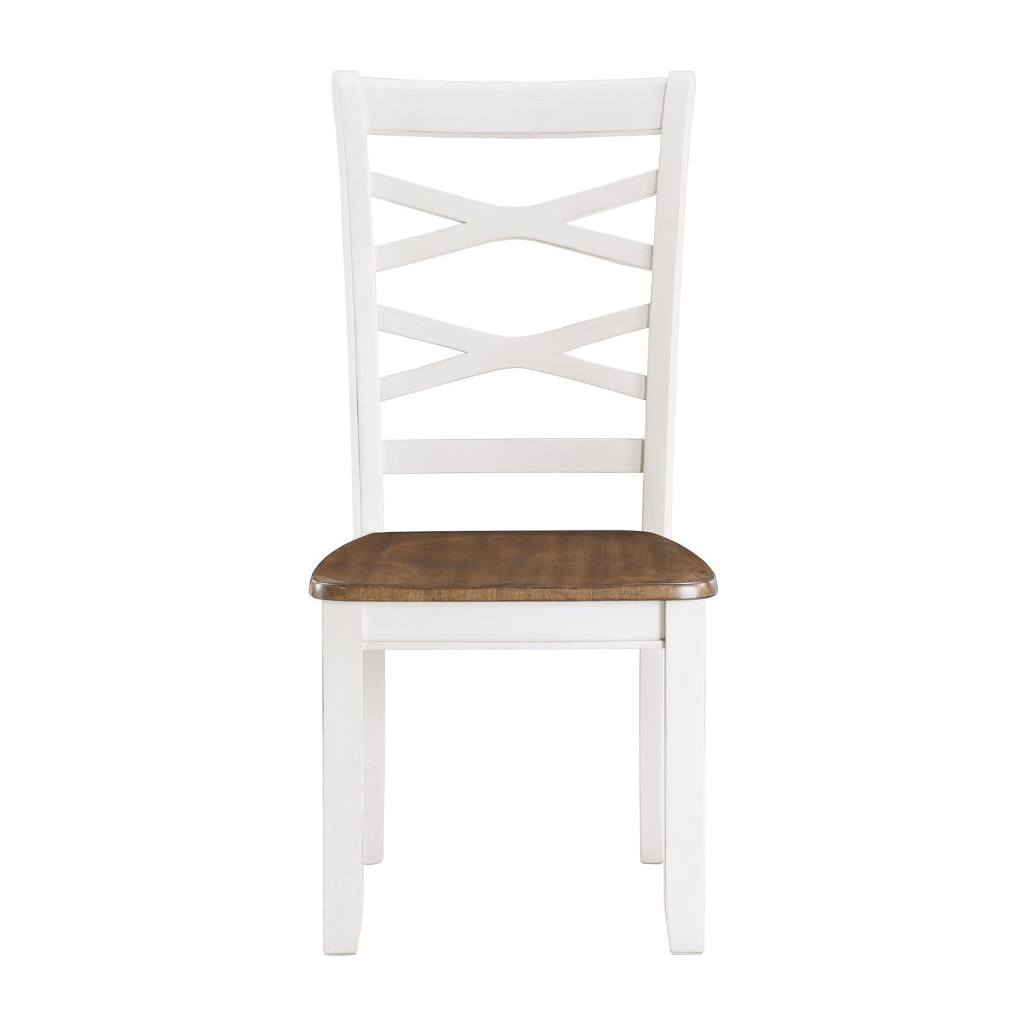 Cherry and White Finish 7pc Dining Set Table and 6 Side Chairs Set Double X-Back Design Wooden Casual Country Style Dini image 6