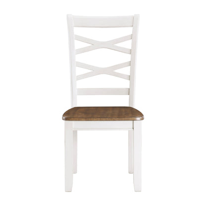 Cherry and White Finish 7pc Dining Set Table and 6 Side Chairs Set Double X-Back Design Wooden Casual Country Style Dini image 6