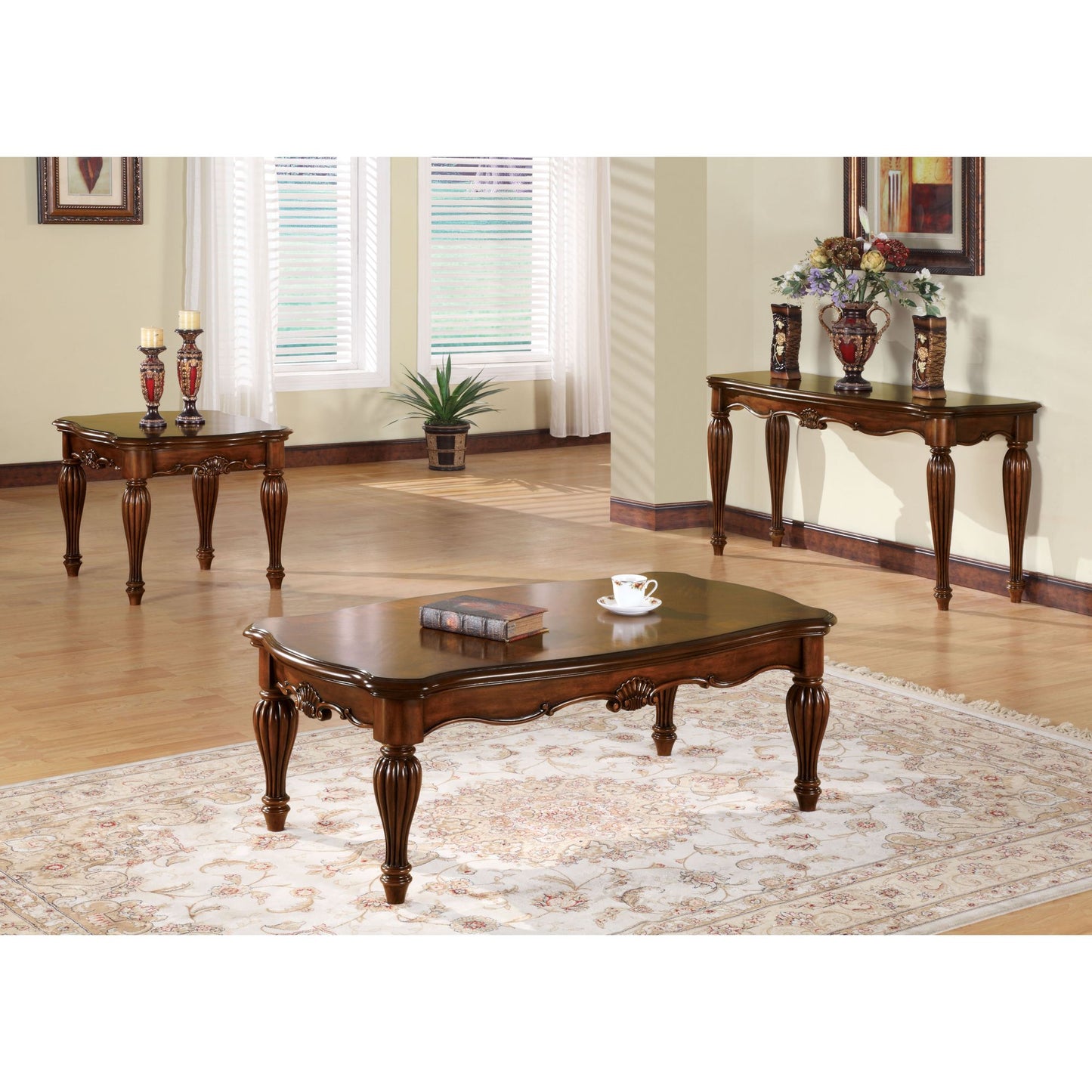 Cherry Rectangle Coffee Table with Turned Legs image 5