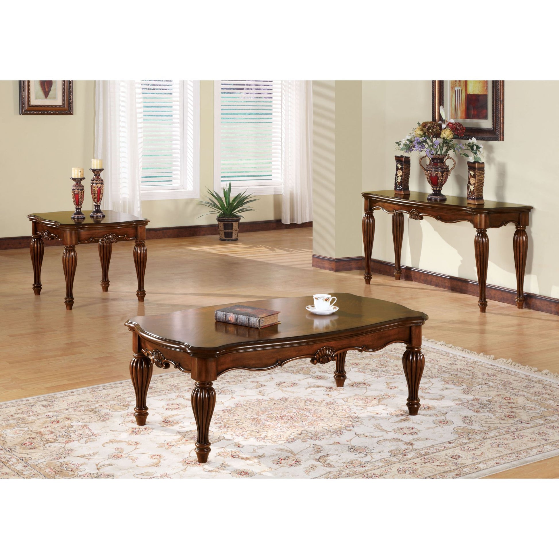 Cherry Rectangle Coffee Table with Turned Legs image 5