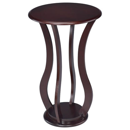 Cherry Round Accent Table with Faux Marble Top image 2