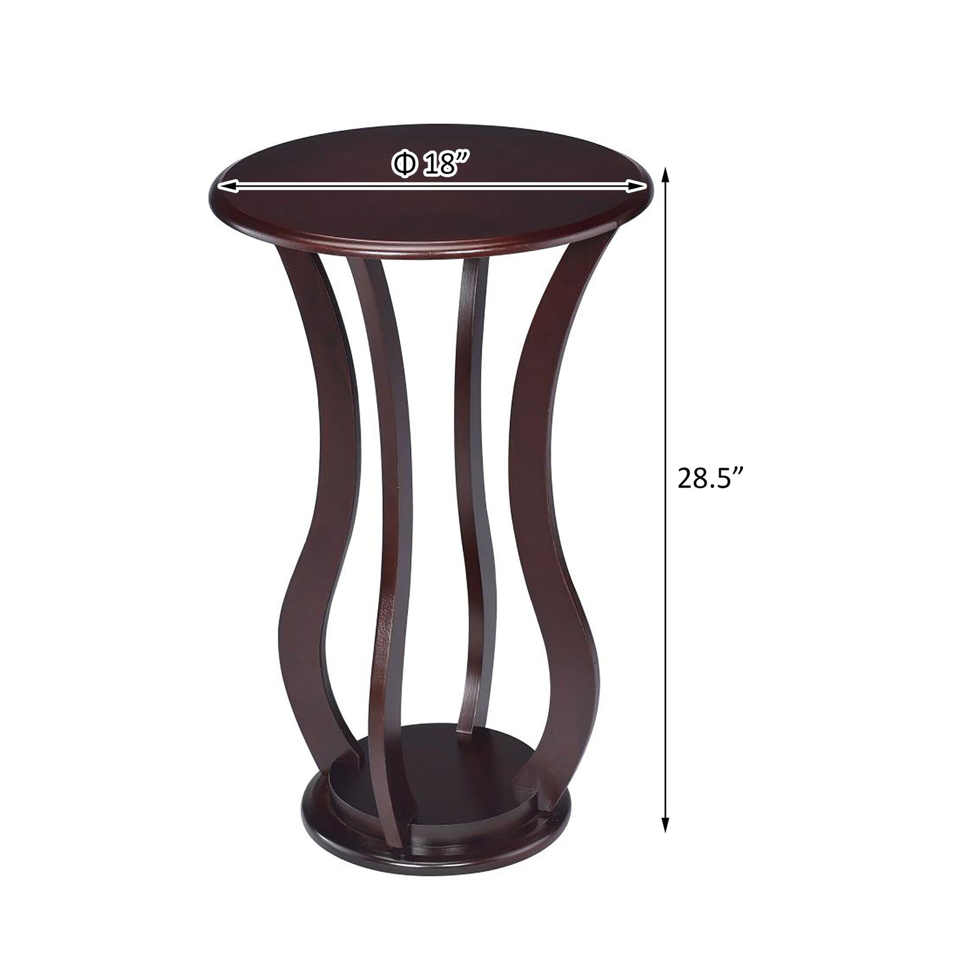 Cherry Round Accent Table with Faux Marble Top image 4