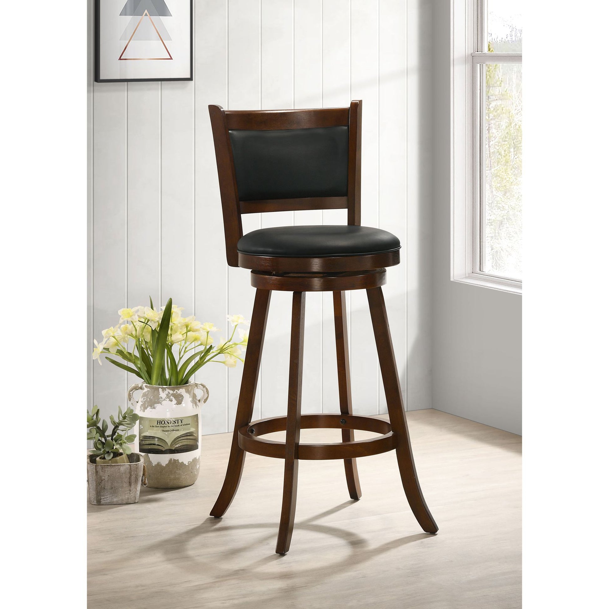 Chestnut and Black Swivel Stool (Set of 2) image 1