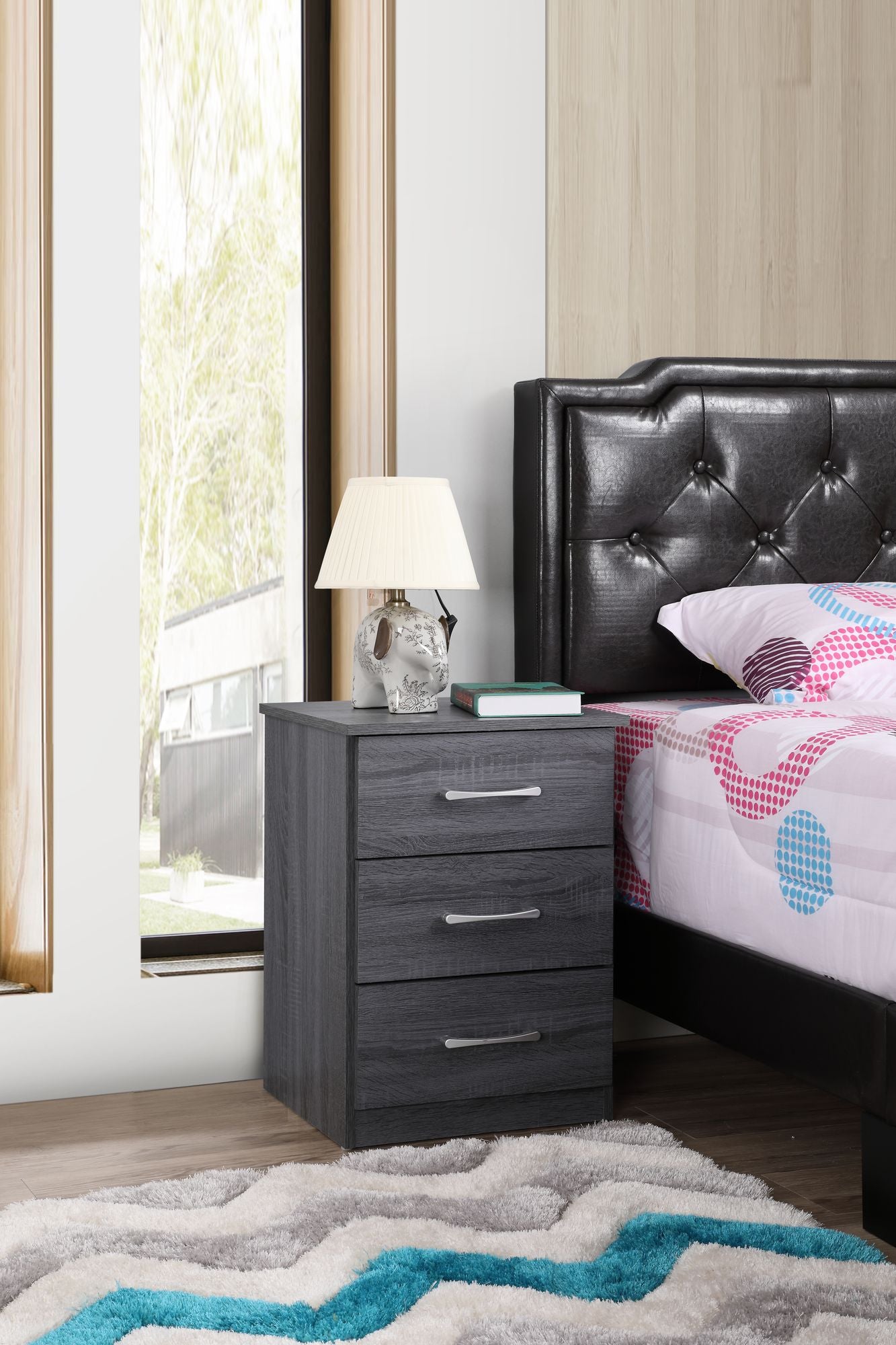 Chic Gray Contemporary Nightstand image 1