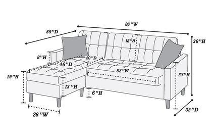 Chocolate Polyfiber Sectional Sofa Living Room Furniture Reversible Chaise Couch Pillows Tufted Back Modular Sectionals image 8