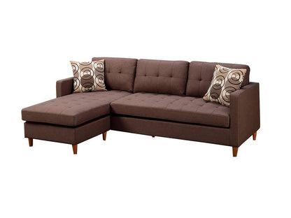 Chocolate Polyfiber Sectional Sofa Living Room Furniture Reversible Chaise Couch Pillows Tufted Back Modular Sectionals image 6