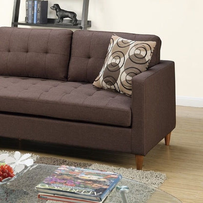Chocolate Polyfiber Sectional Sofa Living Room Furniture Reversible Chaise Couch Pillows Tufted Back Modular Sectionals image 2
