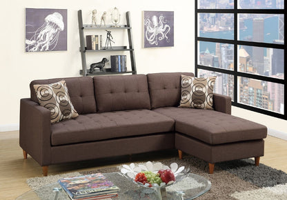 Chocolate Polyfiber Sectional Sofa Living Room Furniture Reversible Chaise Couch Pillows Tufted Back Modular Sectionals image 1