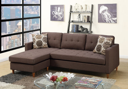 Chocolate Polyfiber Sectional Sofa Living Room Furniture Reversible Chaise Couch Pillows Tufted Back Modular Sectionals image 5