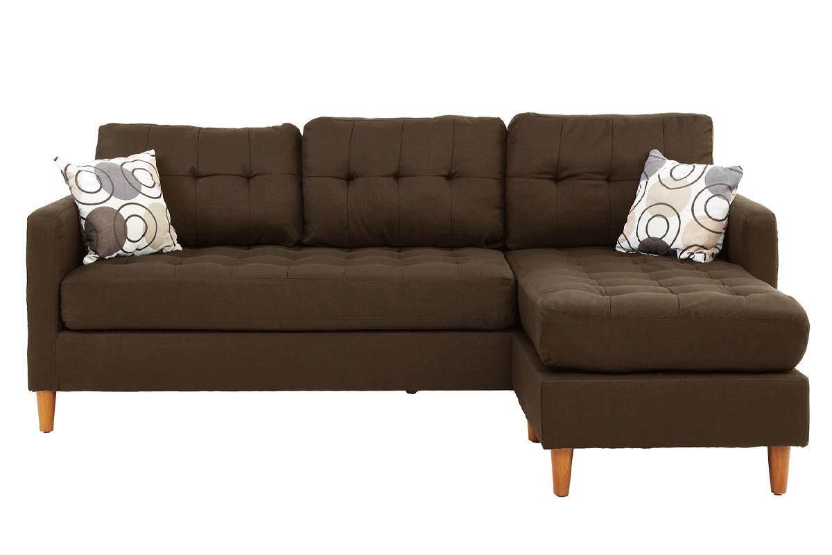 Chocolate Polyfiber Sectional Sofa Living Room Furniture Reversible Chaise Couch Pillows Tufted Back Modular Sectionals image 4