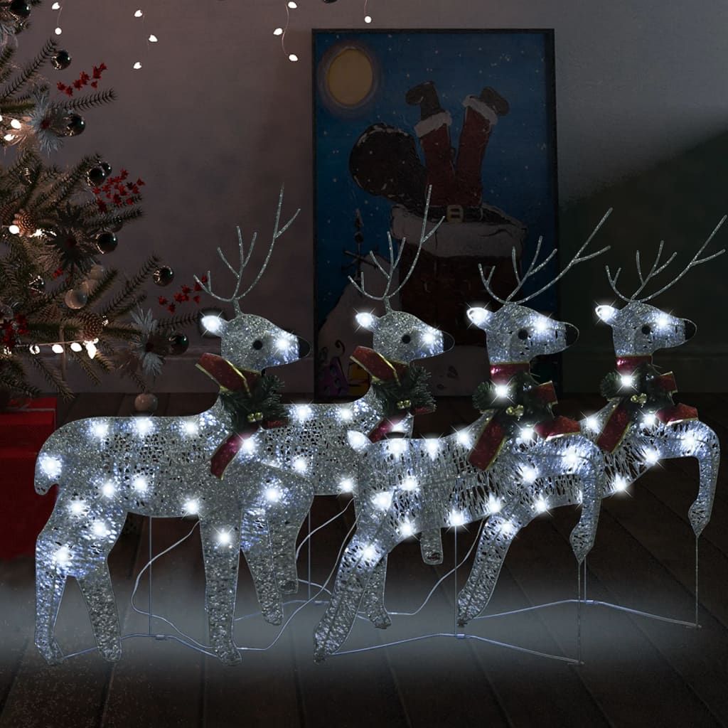 Christmas Reindeers 4 pcs Silver 80 LEDs image 1