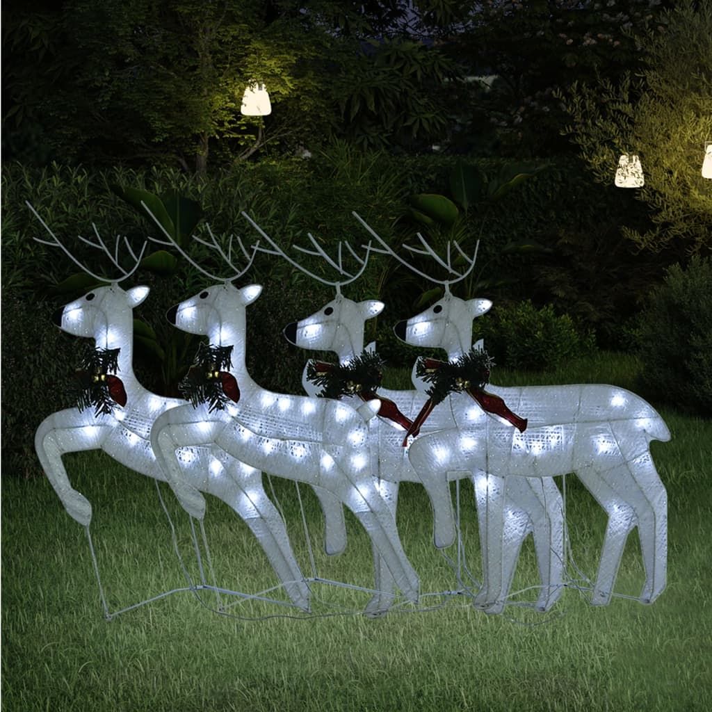 Christmas Reindeers 4 pcs White 80 LEDs image 1