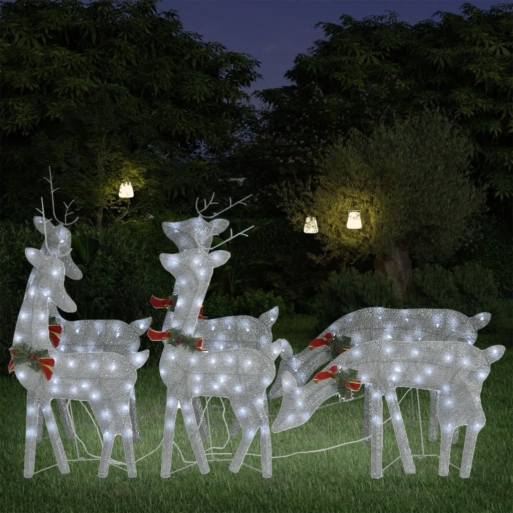 Christmas Reindeers 6 pcs Silver Cold White Mesh image 1
