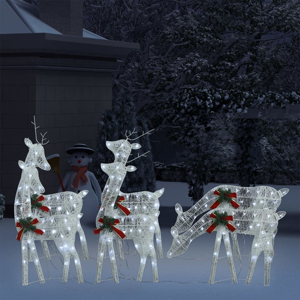 Christmas Reindeers 6 pcs White Cold White Mesh image 1
