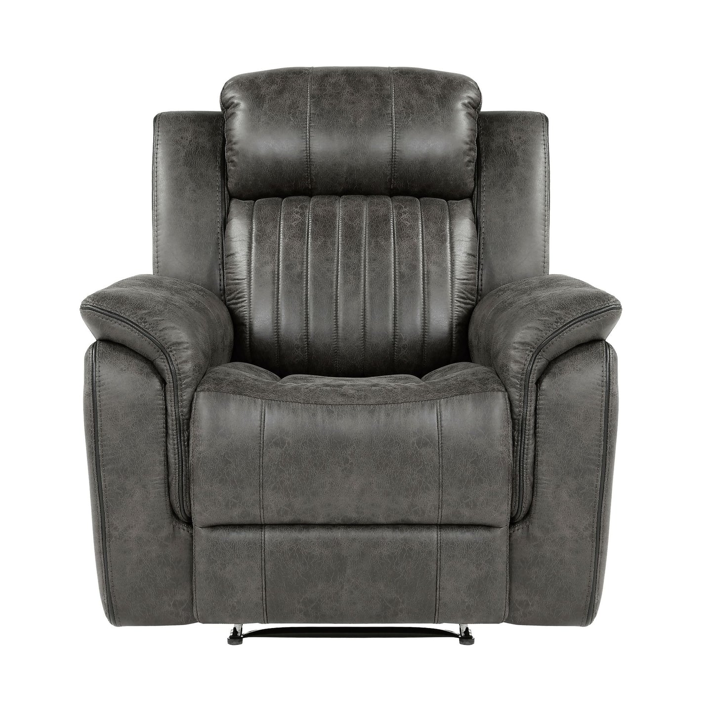 Classic Brownish Gray 1pc Reclining Chair Plush Comfort Pillow-Top Arms Vertical Tufting Solid Wood Transitional Living  image 2