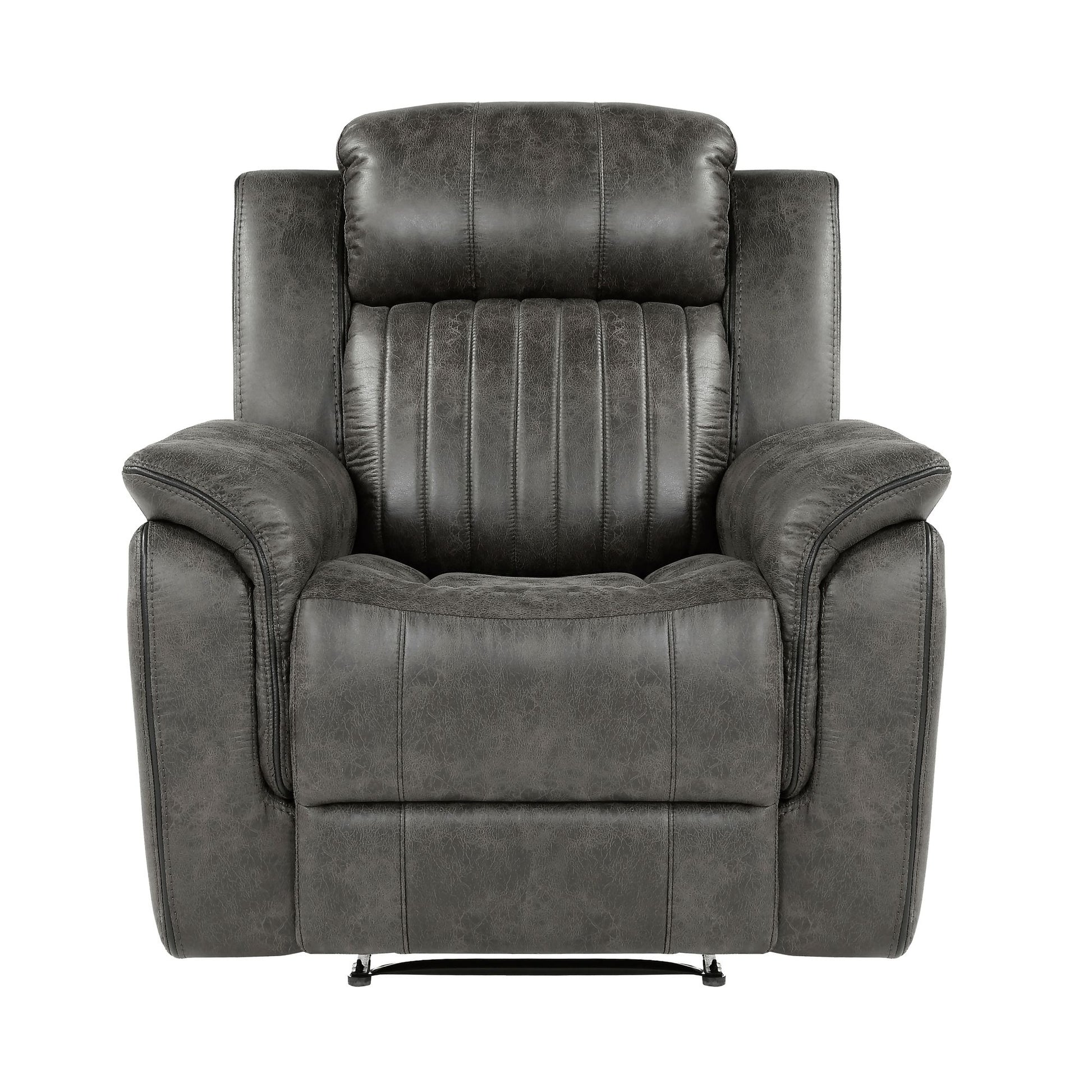 Classic Brownish Gray 1pc Reclining Chair Plush Comfort Pillow-Top Arms Vertical Tufting Solid Wood Transitional Living  image 2