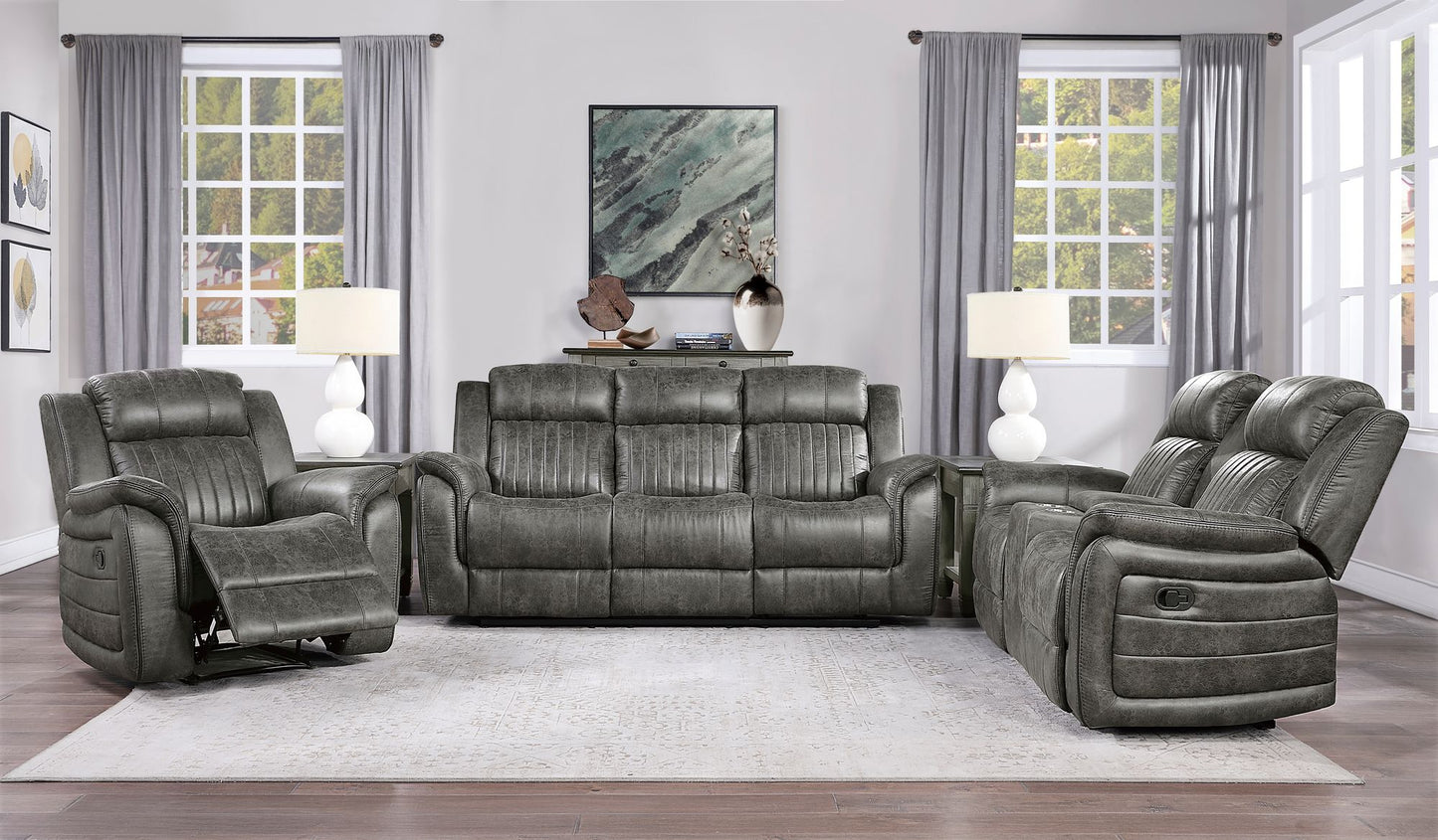Classic Brownish Gray 1pc Reclining Chair Plush Comfort Pillow-Top Arms Vertical Tufting Solid Wood Transitional Living  image 6