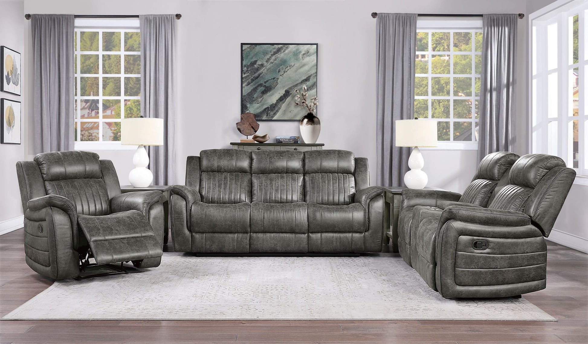 Classic Brownish Gray 1pc Reclining Chair Plush Comfort Pillow-Top Arms Vertical Tufting Solid Wood Transitional Living  image 6