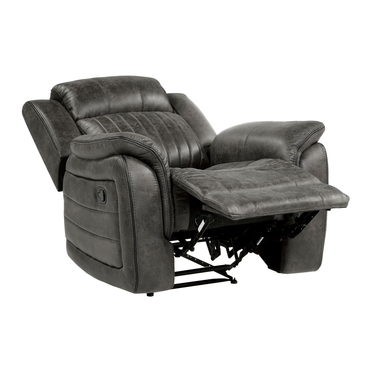 Classic Brownish Gray 1pc Reclining Chair Plush Comfort Pillow-Top Arms Vertical Tufting Solid Wood Transitional Living  image 3
