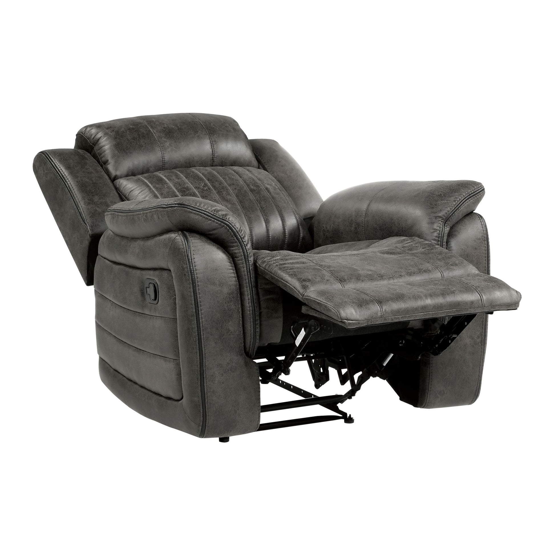 Classic Brownish Gray 1pc Reclining Chair Plush Comfort Pillow-Top Arms Vertical Tufting Solid Wood Transitional Living  image 3