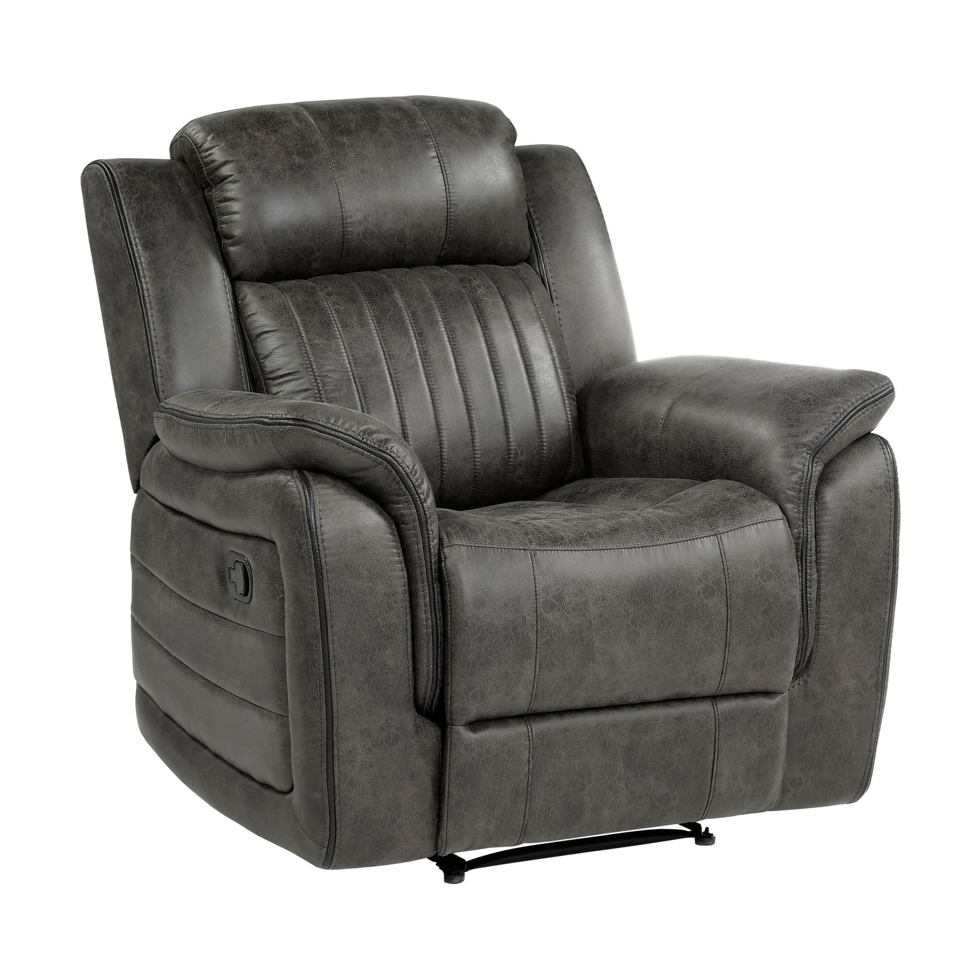 Classic Brownish Gray 1pc Reclining Chair Plush Comfort Pillow-Top Arms Vertical Tufting Solid Wood Transitional Living  image 1