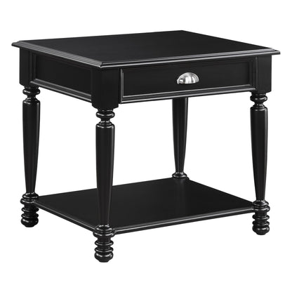 Classic Design Black Finish End Table with Drawer and Bottom Shelf Wooden Traditional Living Room Furniture 1pc Side Tab image 3