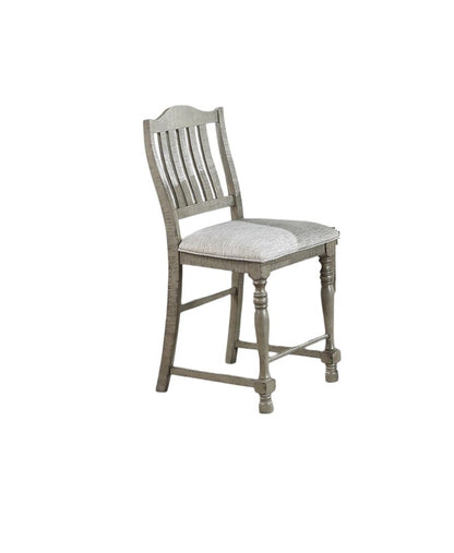 Classic Light Grey Plush Upholstered Cushion Chairs Set of 2pc High Dining Chair Open Slats Back Design image 3