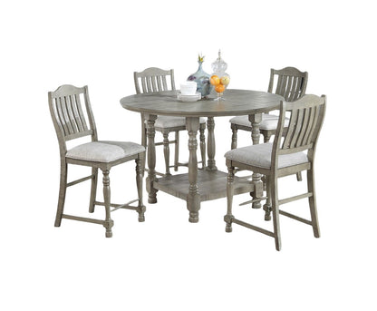 Classic Light Grey Plush Upholstered Cushion Chairs Set of 2pc High Dining Chair Open Slats Back Design image 9