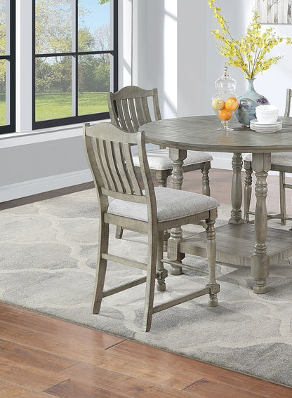 Classic Light Grey Plush Upholstered Cushion Chairs Set of 2pc High Dining Chair Open Slats Back Design image 4
