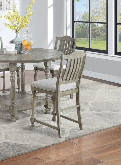 Classic Light Grey Plush Upholstered Cushion Chairs Set of 2pc High Dining Chair Open Slats Back Design image 5