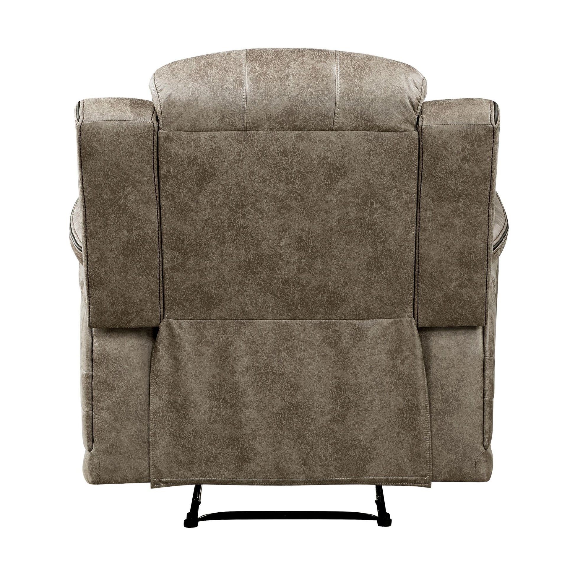 Classic Sandy Brown 1pc Reclining Chair Plush Comfort Pillow-Top Arms Vertical Tufting Solid Wood Luxury Living Room Fur image 5