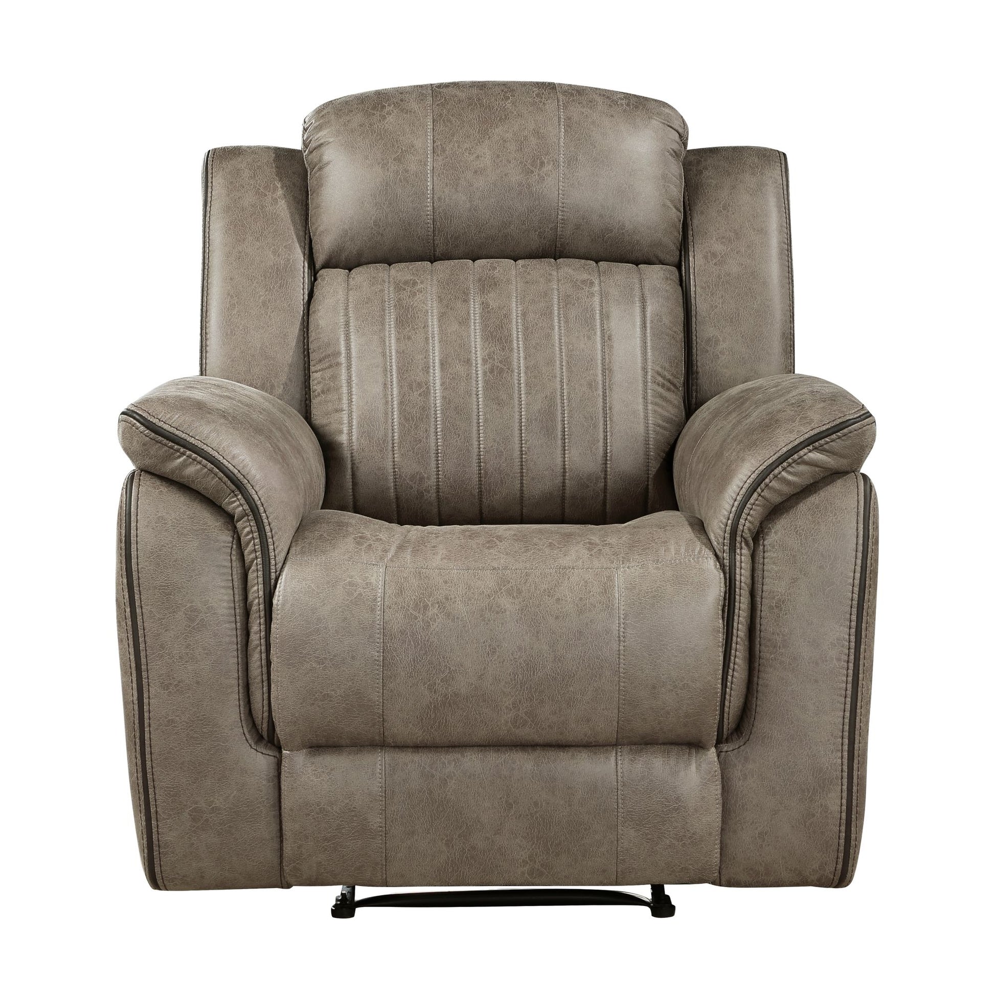 Classic Sandy Brown 1pc Reclining Chair Plush Comfort Pillow-Top Arms Vertical Tufting Solid Wood Luxury Living Room Fur image 1