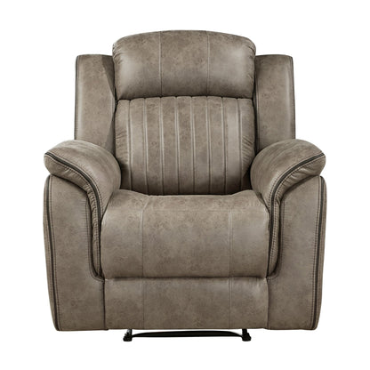 Classic Sandy Brown 1pc Reclining Chair Plush Comfort Pillow-Top Arms Vertical Tufting Solid Wood Luxury Living Room Fur image 1