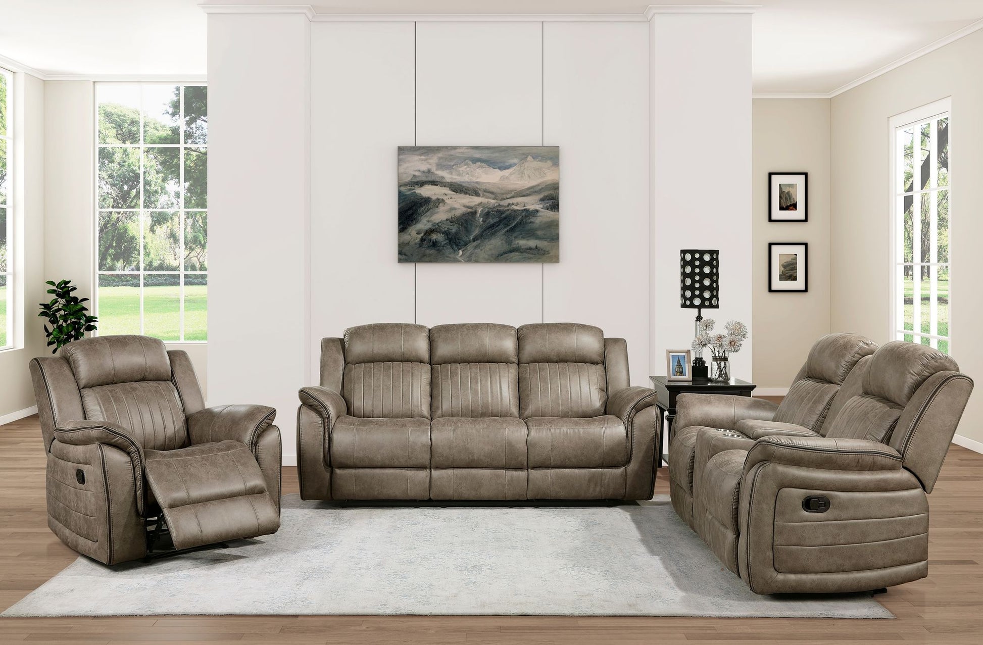 Classic Sandy Brown 1pc Reclining Chair Plush Comfort Pillow-Top Arms Vertical Tufting Solid Wood Luxury Living Room Fur image 7
