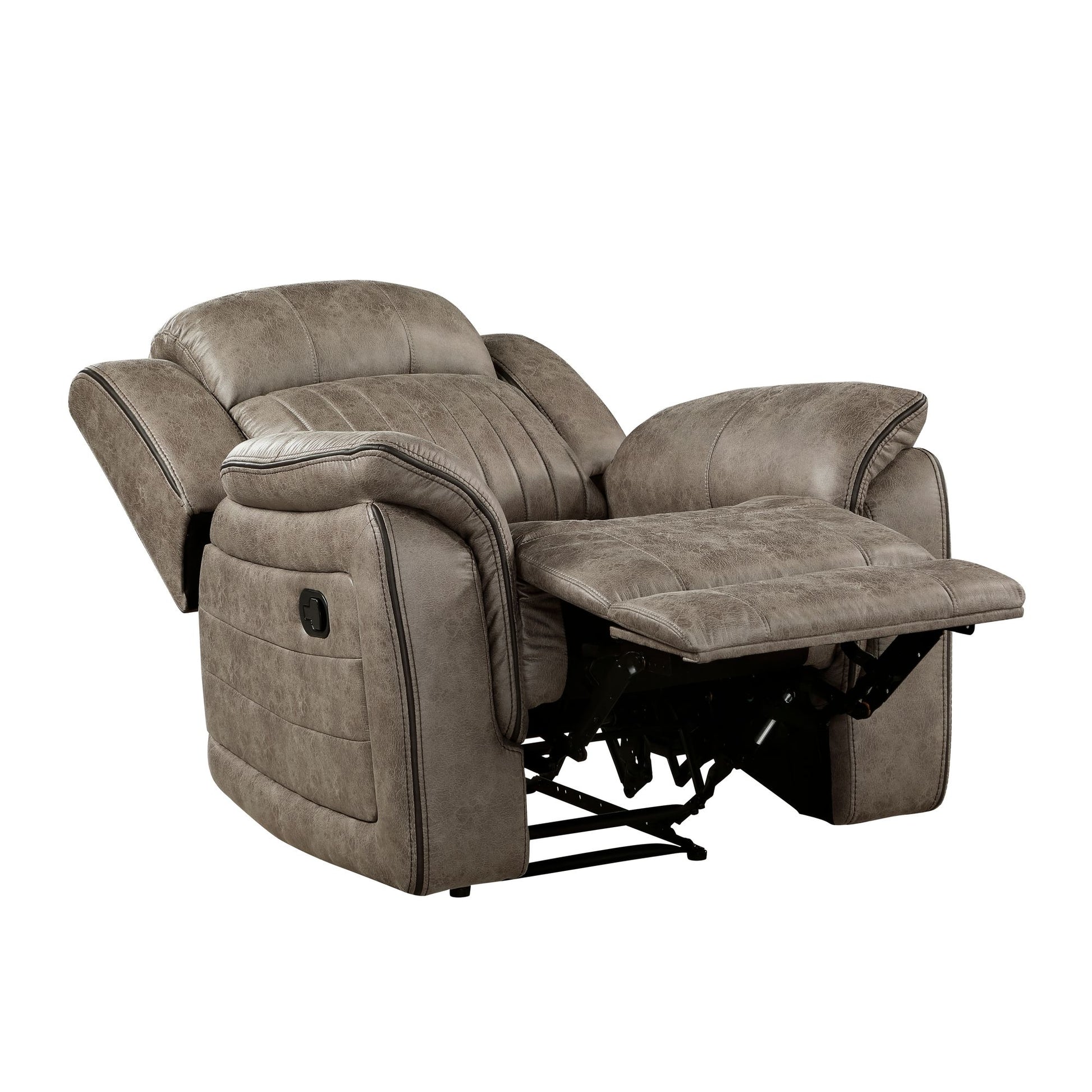 Classic Sandy Brown 1pc Reclining Chair Plush Comfort Pillow-Top Arms Vertical Tufting Solid Wood Luxury Living Room Fur image 3
