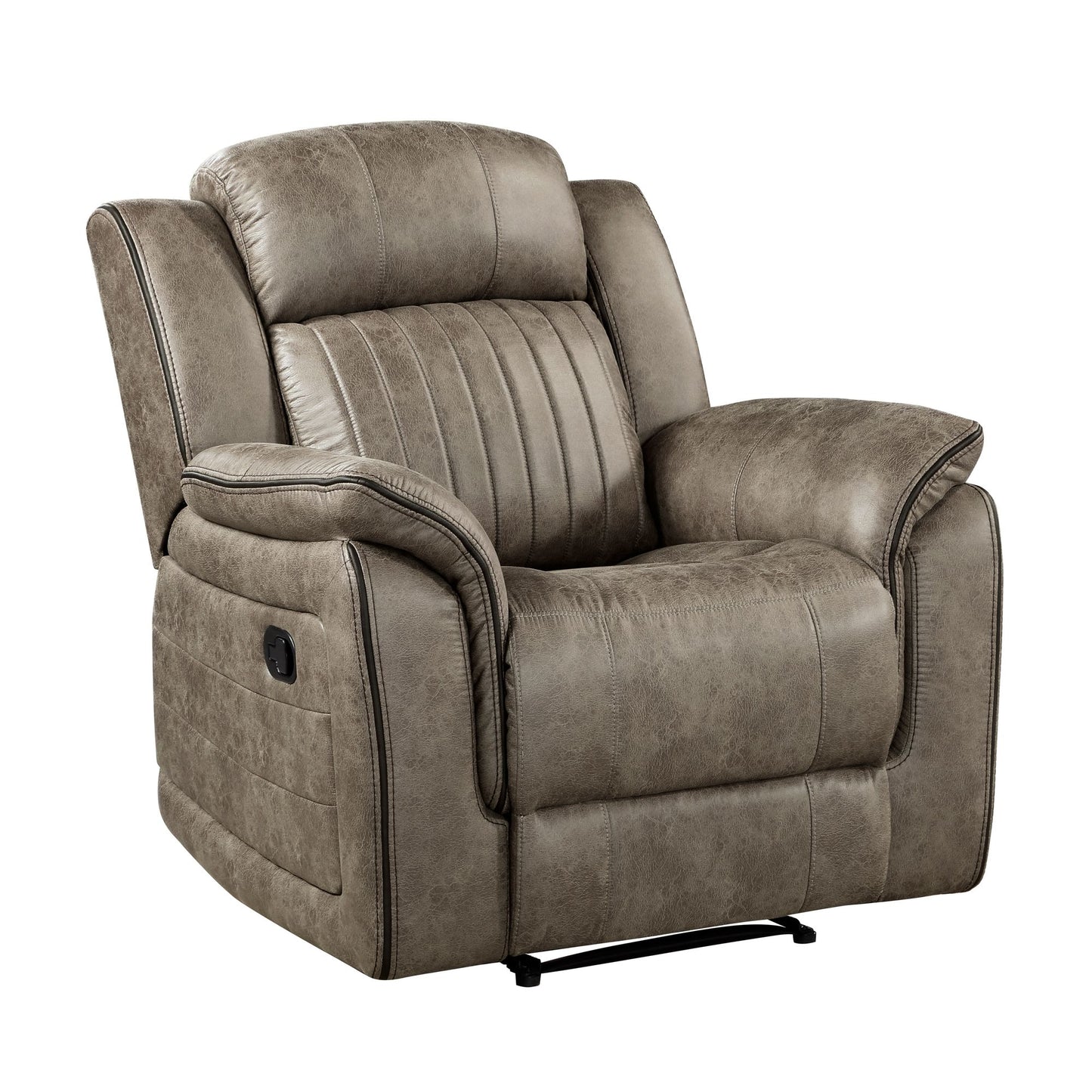 Classic Sandy Brown 1pc Reclining Chair Plush Comfort Pillow-Top Arms Vertical Tufting Solid Wood Luxury Living Room Fur image 2