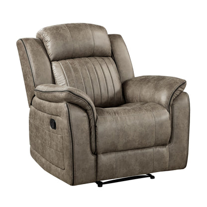 Classic Sandy Brown 1pc Reclining Chair Plush Comfort Pillow-Top Arms Vertical Tufting Solid Wood Luxury Living Room Fur image 2