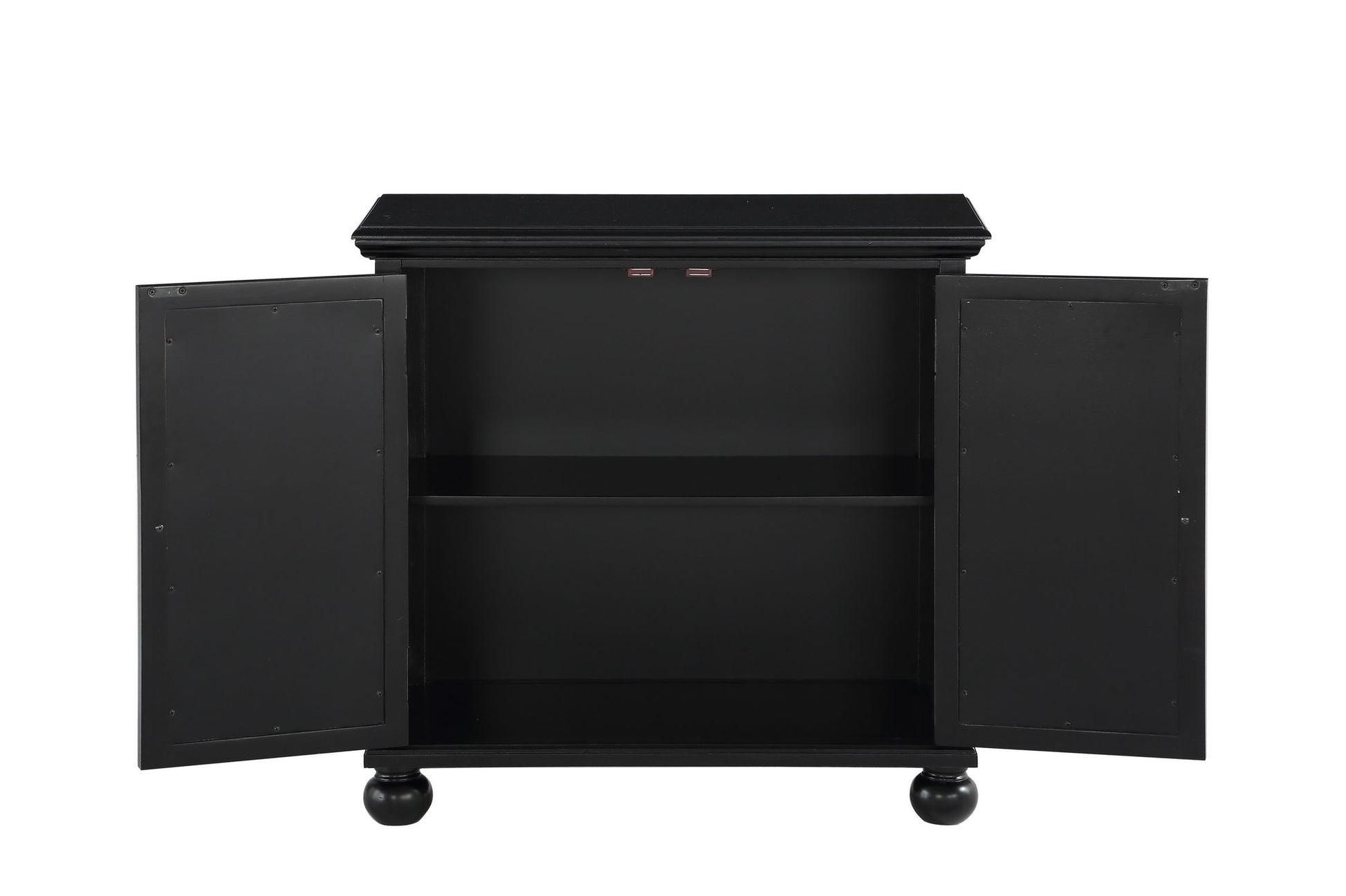 Classic Storage Cabinet 1pc Modern Traditional Accent Chest with Mirror Doors Antique Black Finish Pendant Pulls Wooden  image 4