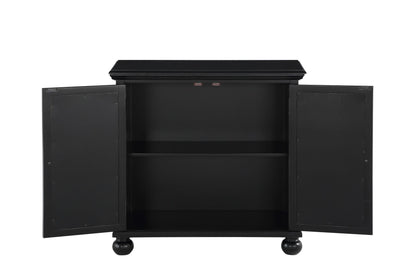Classic Storage Cabinet 1pc Modern Traditional Accent Chest with Mirror Doors Antique Black Finish Pendant Pulls Wooden  image 4