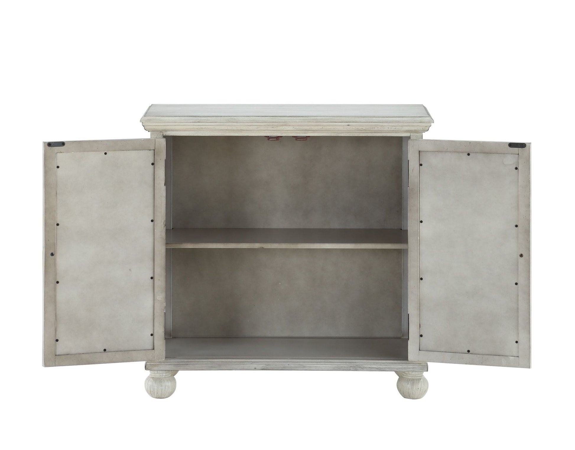 Classic Storage Cabinet Antique White 1pc Modern Traditional Accent Chest with Mirror Doors Pendant Pulls Wooden Furnitu image 4