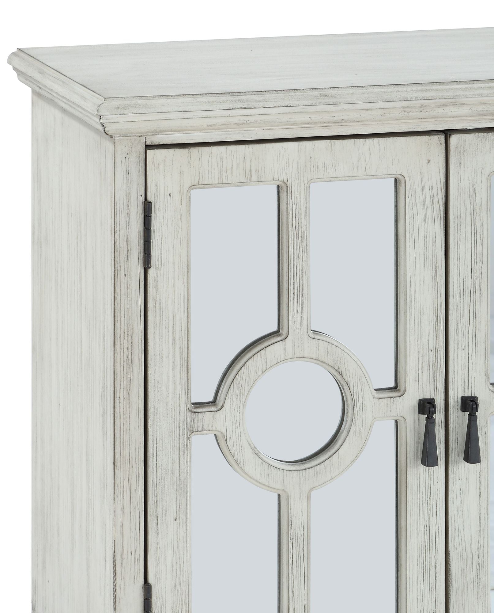 Classic Storage Cabinet Antique White 1pc Modern Traditional Accent Chest with Mirror Doors Pendant Pulls Wooden Furnitu image 5