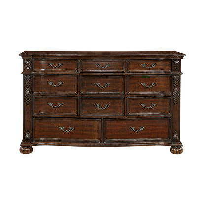 Classic Traditional 1pc Dresser of 11 Drawers Cherry Finish Formal Bedroom Furniture Carving Wood Design image 1