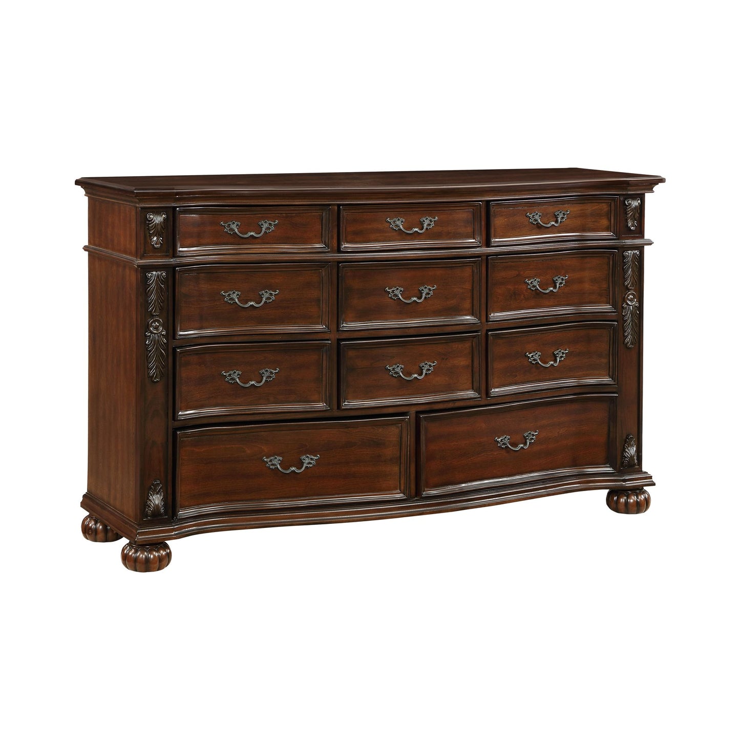 Classic Traditional 1pc Dresser of 11 Drawers Cherry Finish Formal Bedroom Furniture Carving Wood Design image 2
