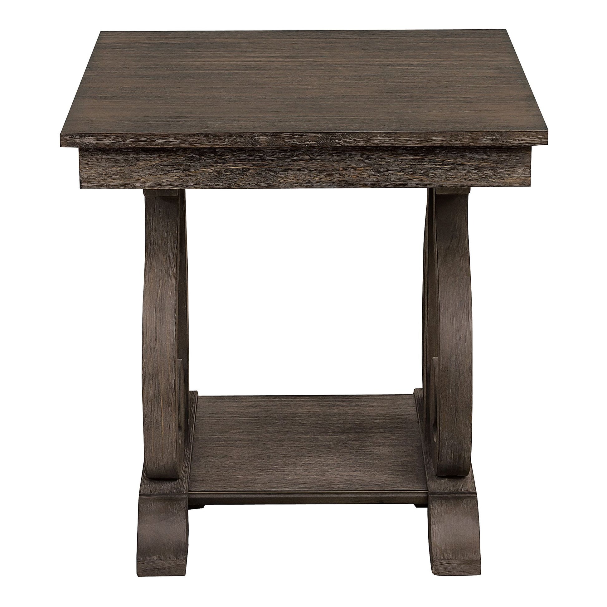 Classic Traditional End Table with Bottom Shelf Dark Oak Finish Scrolled Base Support 1pc Wooden Furniture Living Room image 4