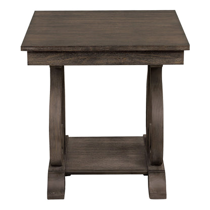 Classic Traditional End Table with Bottom Shelf Dark Oak Finish Scrolled Base Support 1pc Wooden Furniture Living Room image 4