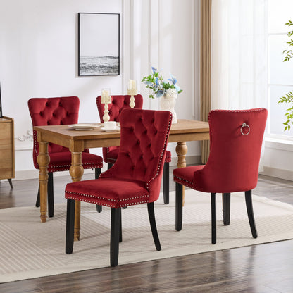 Classic Velvet Dining Chairs, High-end Tufted Solid Wood Contemporary Velvet Upholstered Dining Chair with Wood Legs Nai image 16