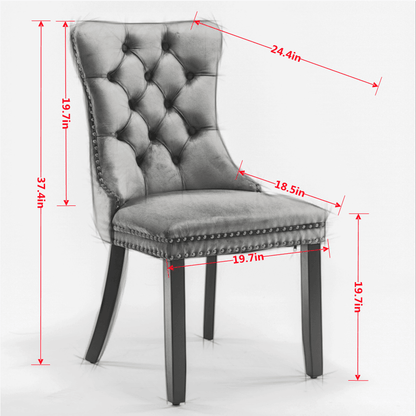 Classic Velvet Dining Chairs, High-end Tufted Solid Wood Contemporary Velvet Upholstered Dining Chair with Wood Legs Nai image 7