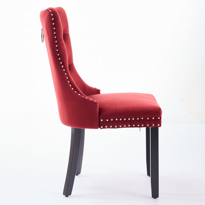 Classic Velvet Dining Chairs, High-end Tufted Solid Wood Contemporary Velvet Upholstered Dining Chair with Wood Legs Nai image 4